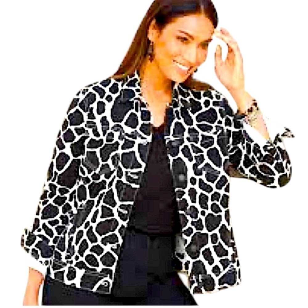 Sandro Black and White Mosaic Print Jacket